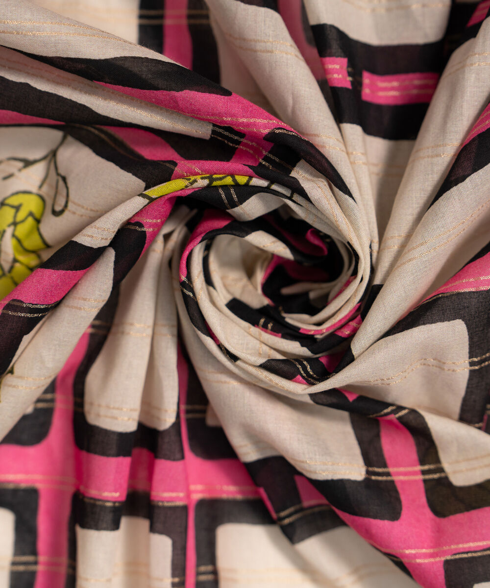Zari Lawn Printed Off White Dupatta