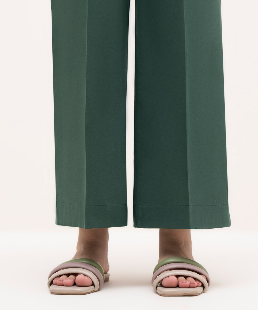Women's RTW Cambric Green Solid Culottes