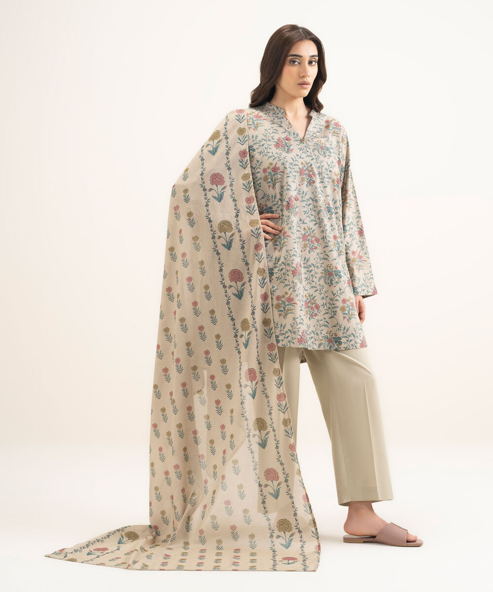 Women's RTW Cotton Viscose Printed Grey Straight Shirt