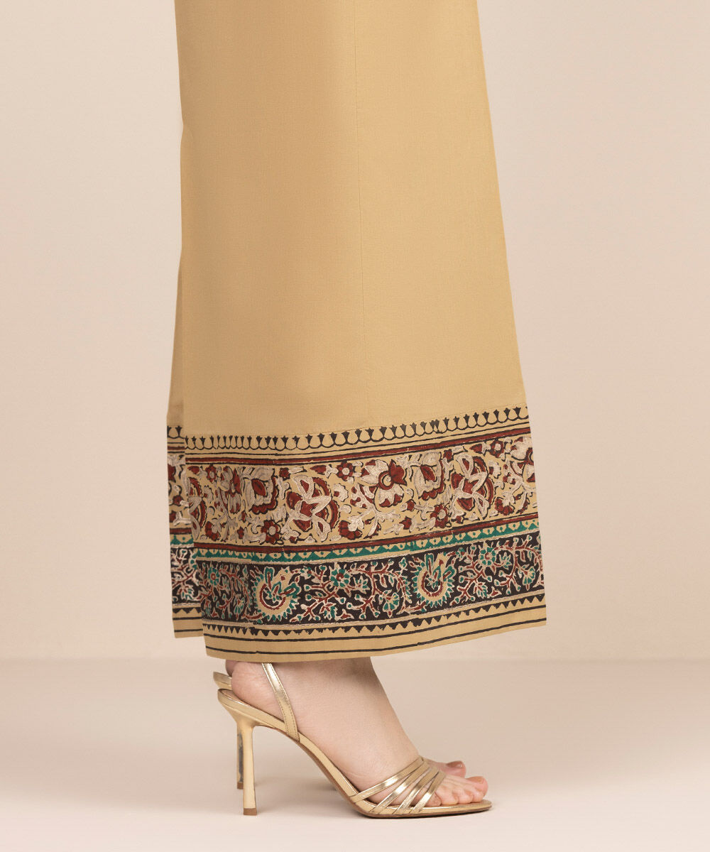 Women's RTW Cambric Brown Solid Flared Pants