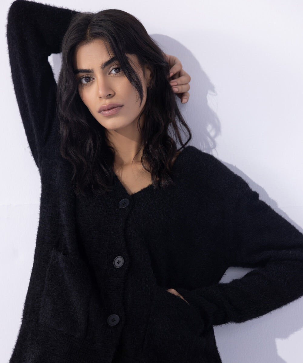 Woman - Black Soft Touch Knit Cardigan