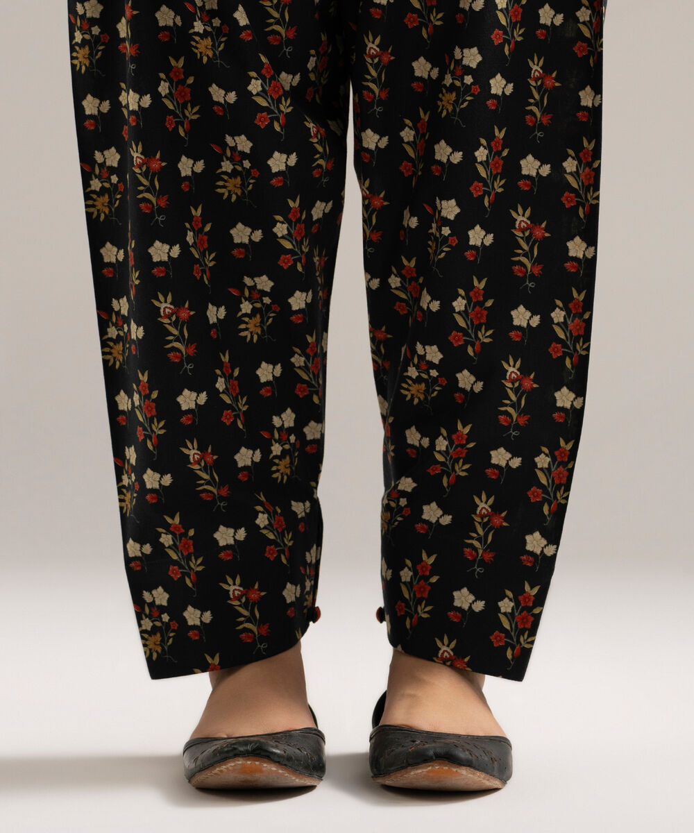 Women's RTW Cambric Printed Black Skinny Shalwar