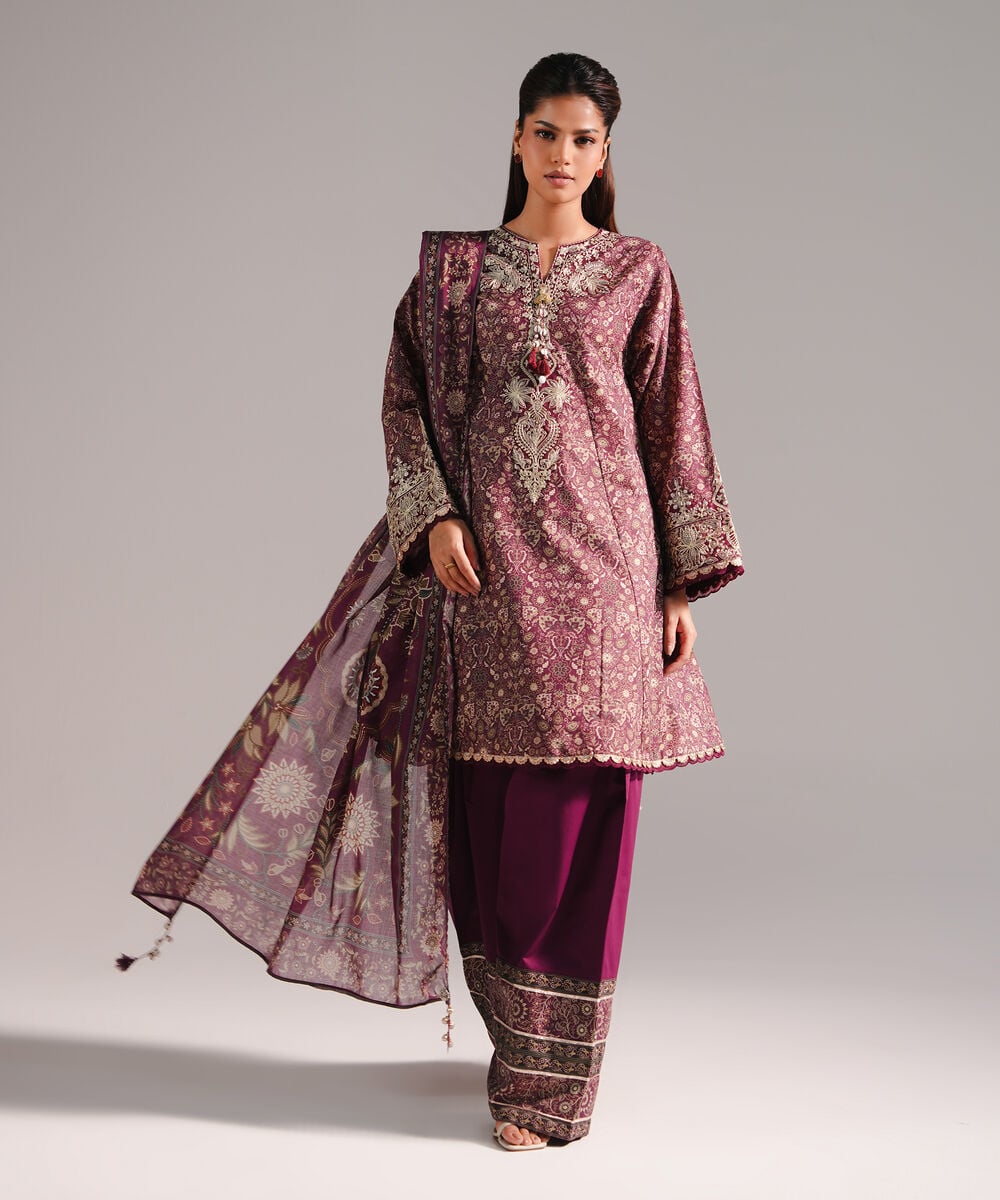 Lawn Printed Deep Maroon Dupatta