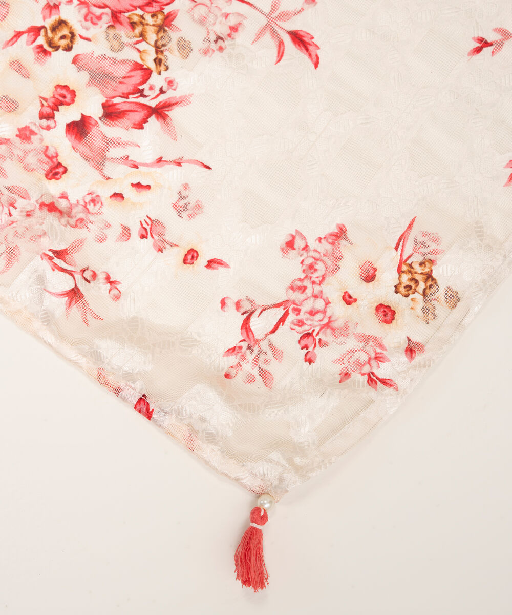 Brochea Jacquard Printed Off White Dupatta