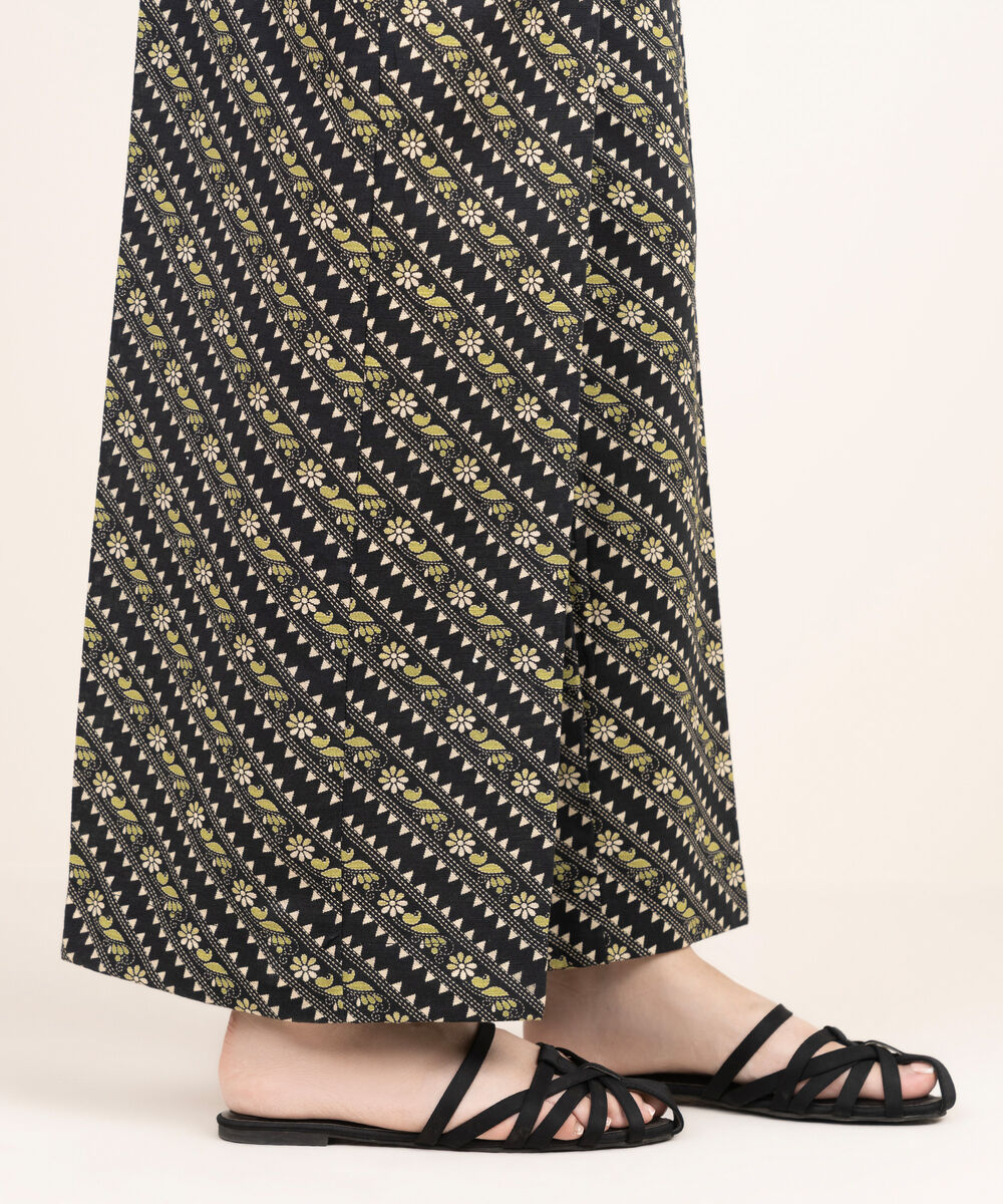 Women's RTW Cotton Printed Black Culottes