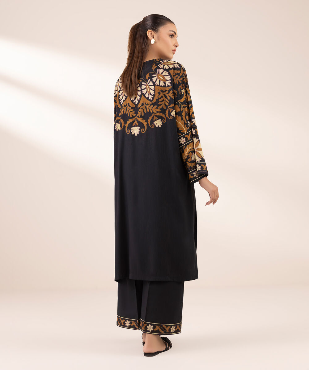 Women's RTW Arabic Lawn Black Printed Boxy Shirt
