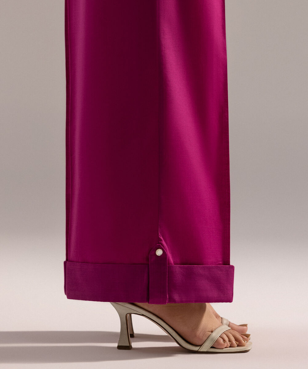 Women's RTW Crosshatch Solid Pink Culottes