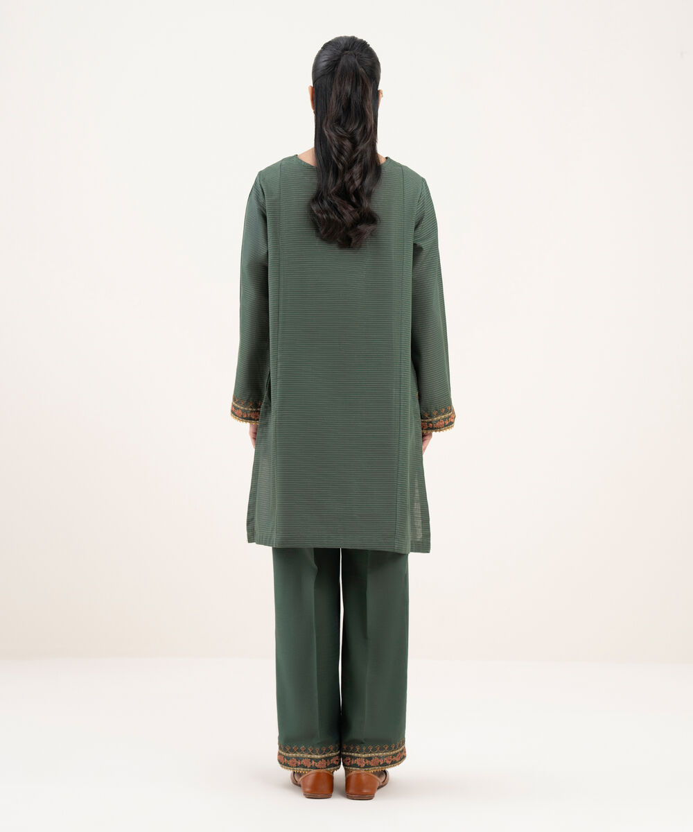 Women's RTW Cotton Embroidered Straight Black Shirt