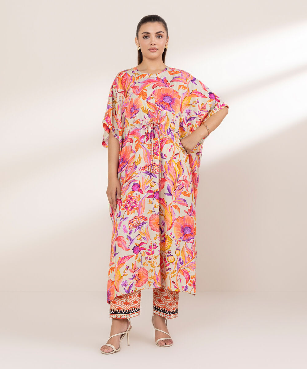 Women's RTW Arabic Lawn Multi Printed Kaftan