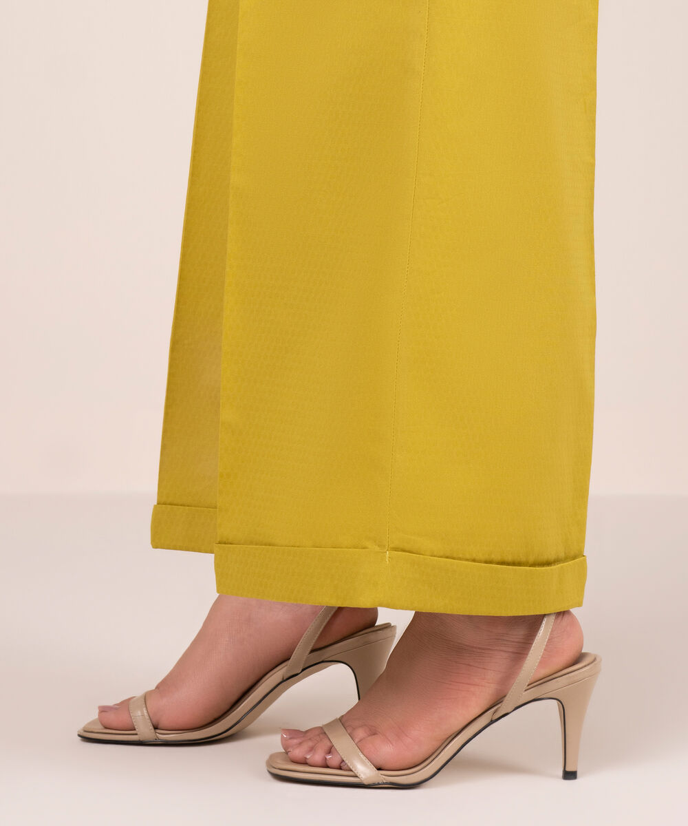 Women's RTW Dobby Solid Yellow Culottes