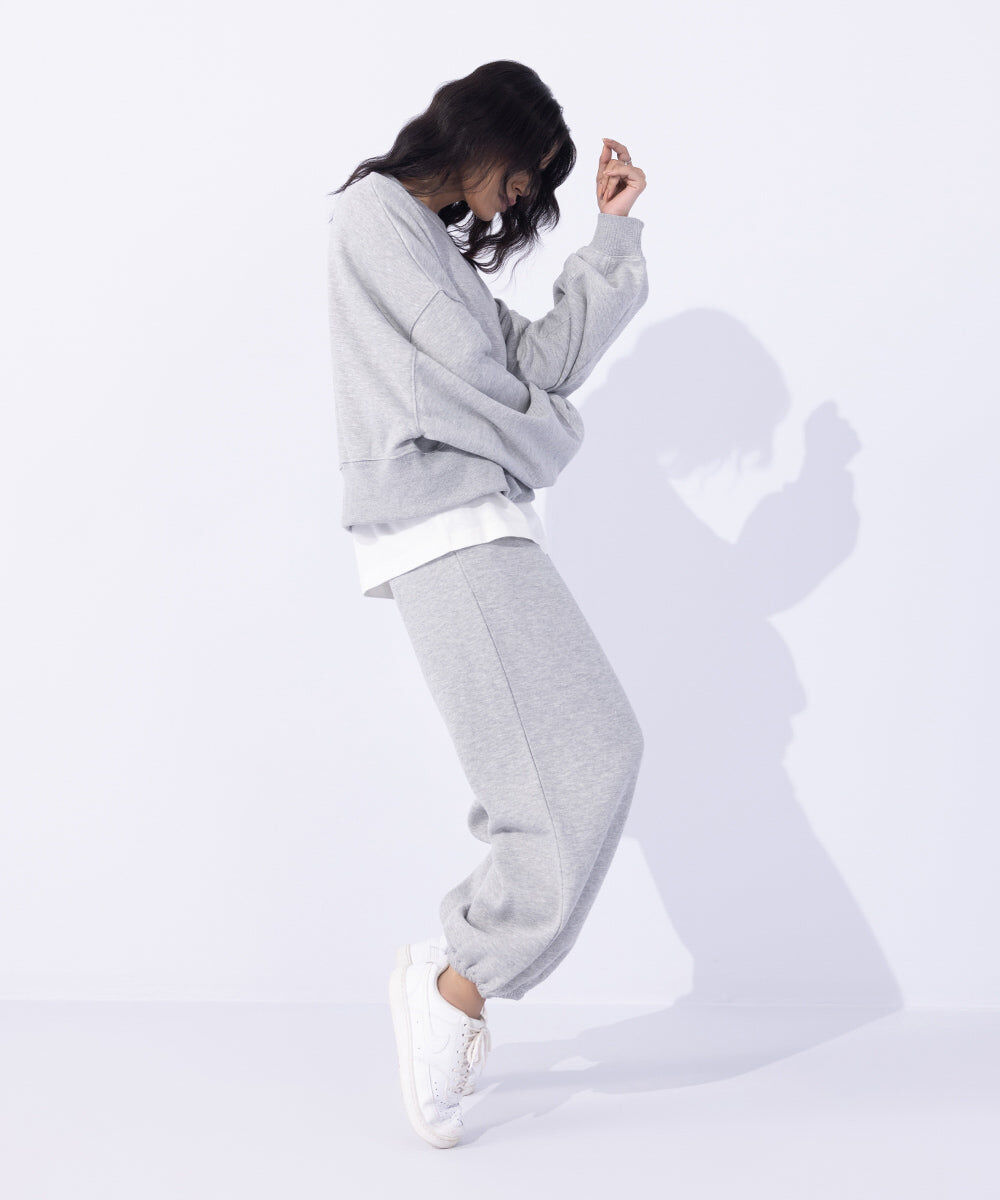 Woman - Grey Oversized Cropped Sweatshirt