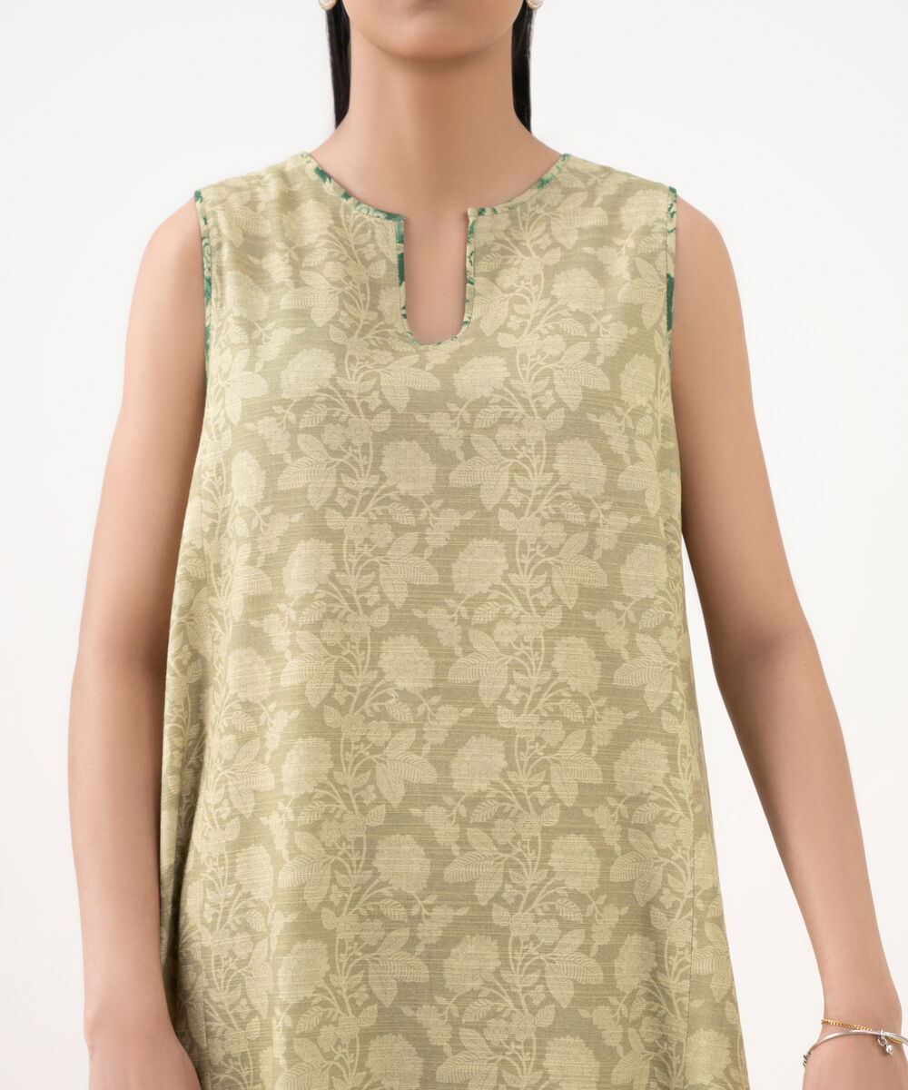 Women's Unstitched Cotton Printed Beige 3 Piece Suit