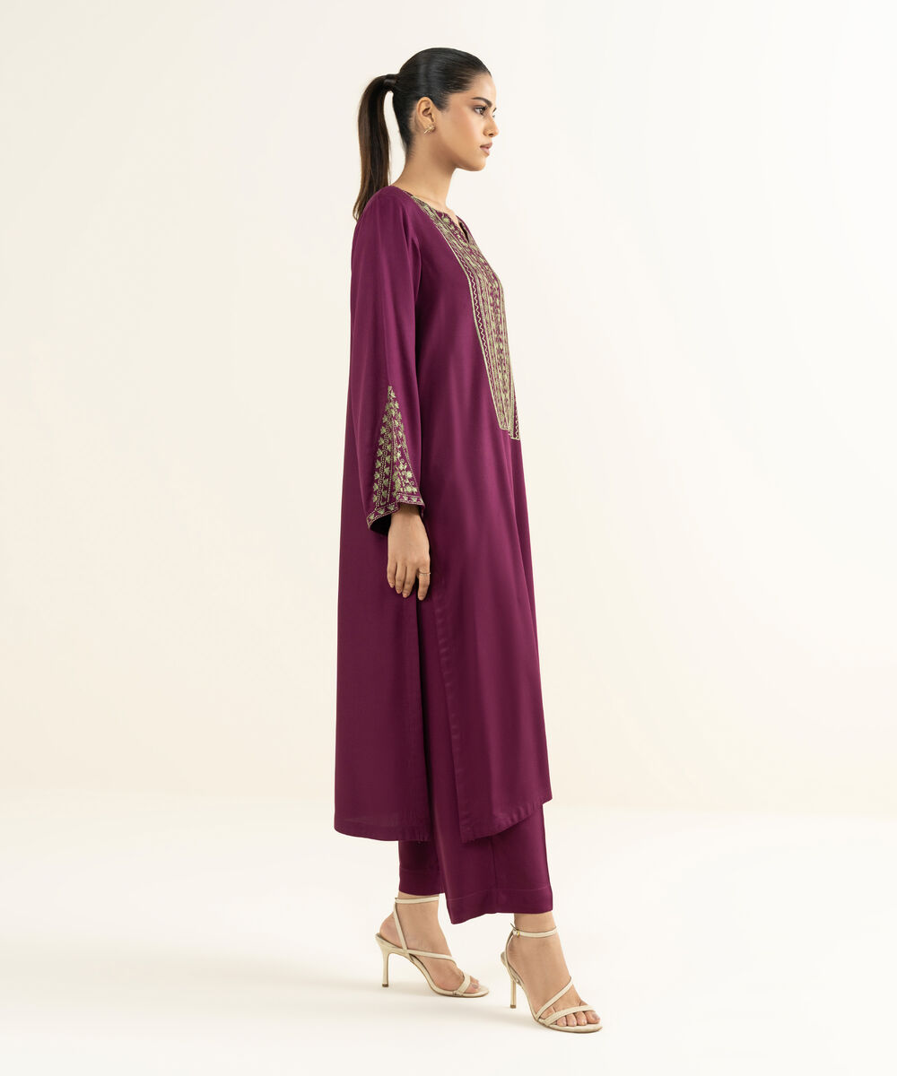 Women's RTW Bedford  Embroidered Purple 2 Piece Suit