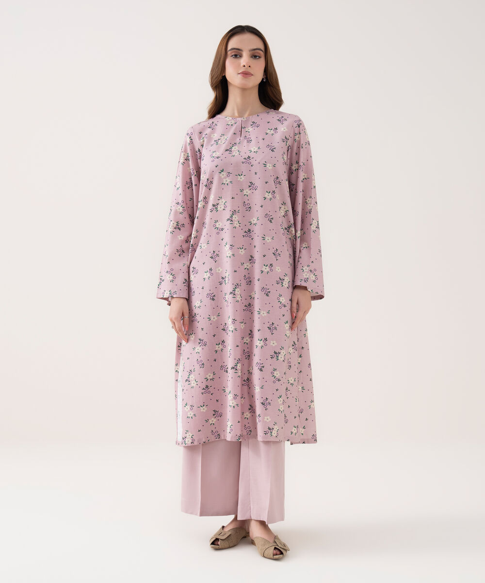 Women's RTW Cotton Viscose Printed Straight Pink Shirt