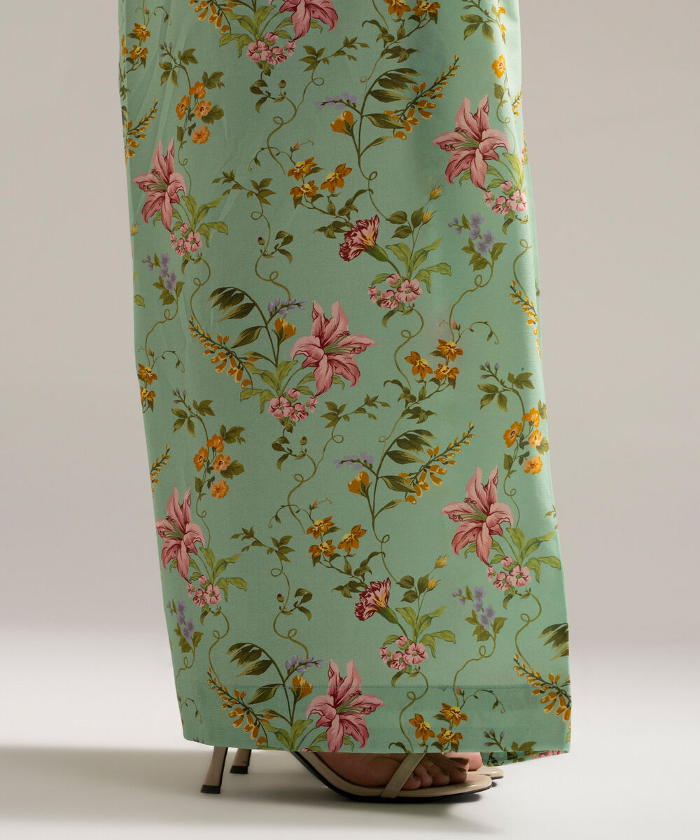 Women's RTW Cambric Printed Mint Green Balloon Pants