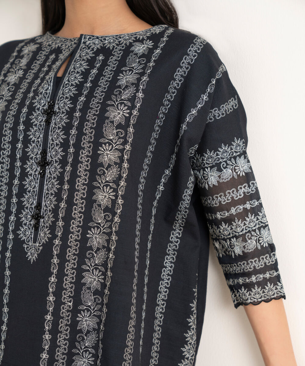 Women's Unstitched Light Khaddar Embroidered Aqua Green 2 Piece Suit