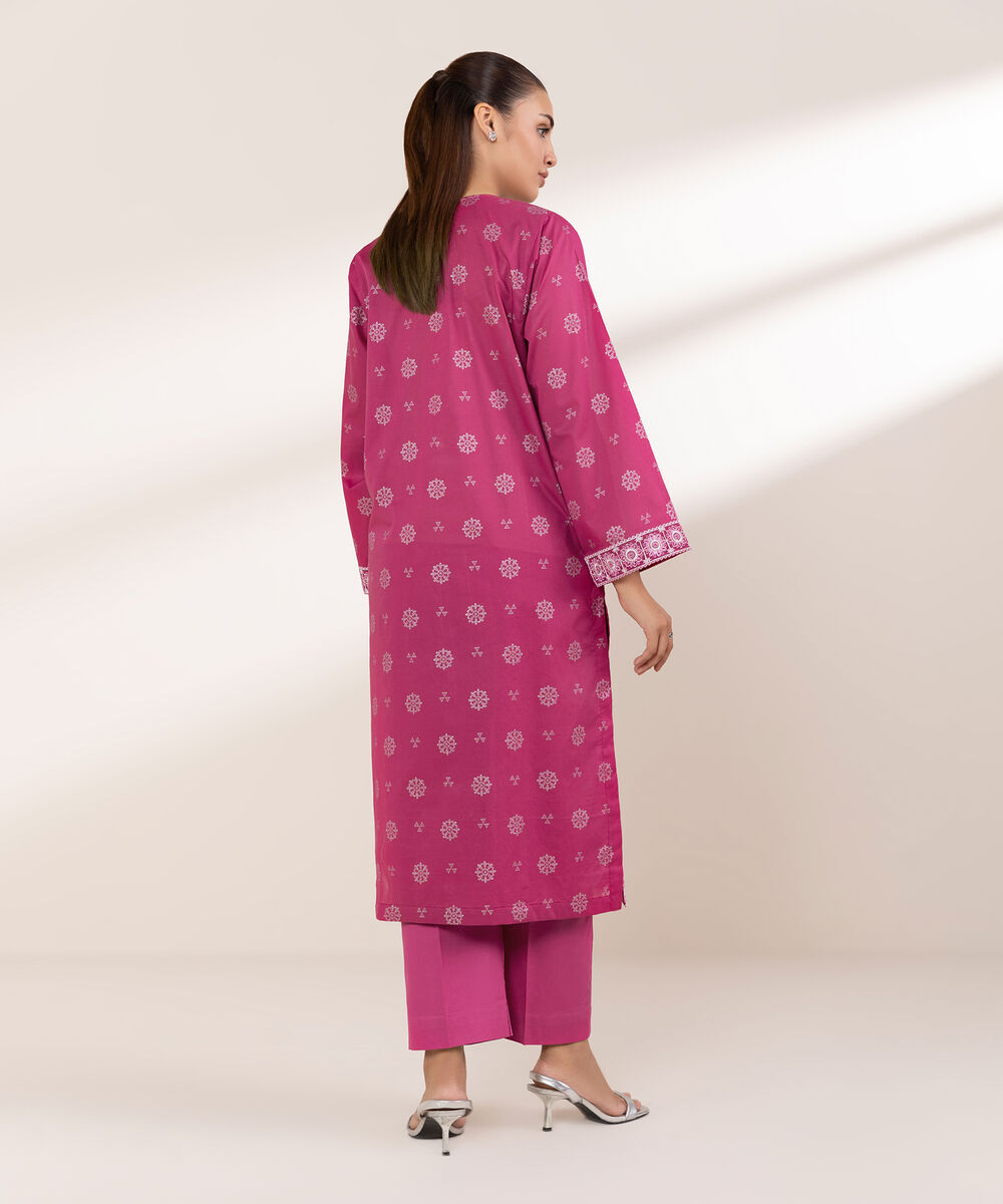 Women's RTW Lawn Pink Embroidered A-Line Shirt