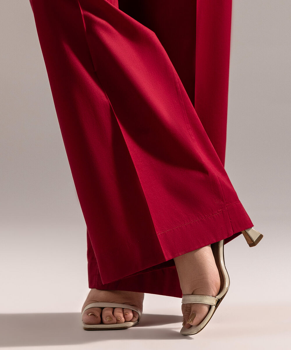 Women's RTW Cambric Solid Maroon Culottes