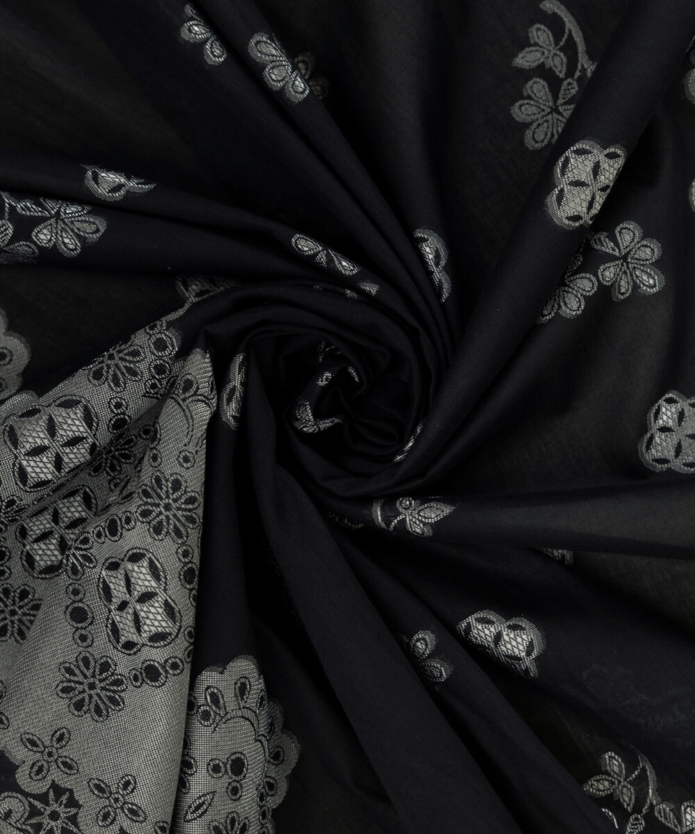 Extra Weft Jacquard Black Solid Dupatta