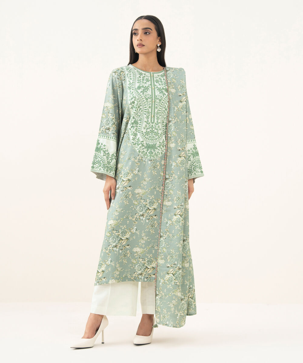 Khaddar Printed Green Dupatta