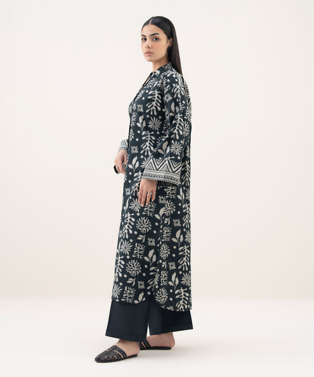 Women's Unstitched Lawn Printed Black 2 Piece Suit