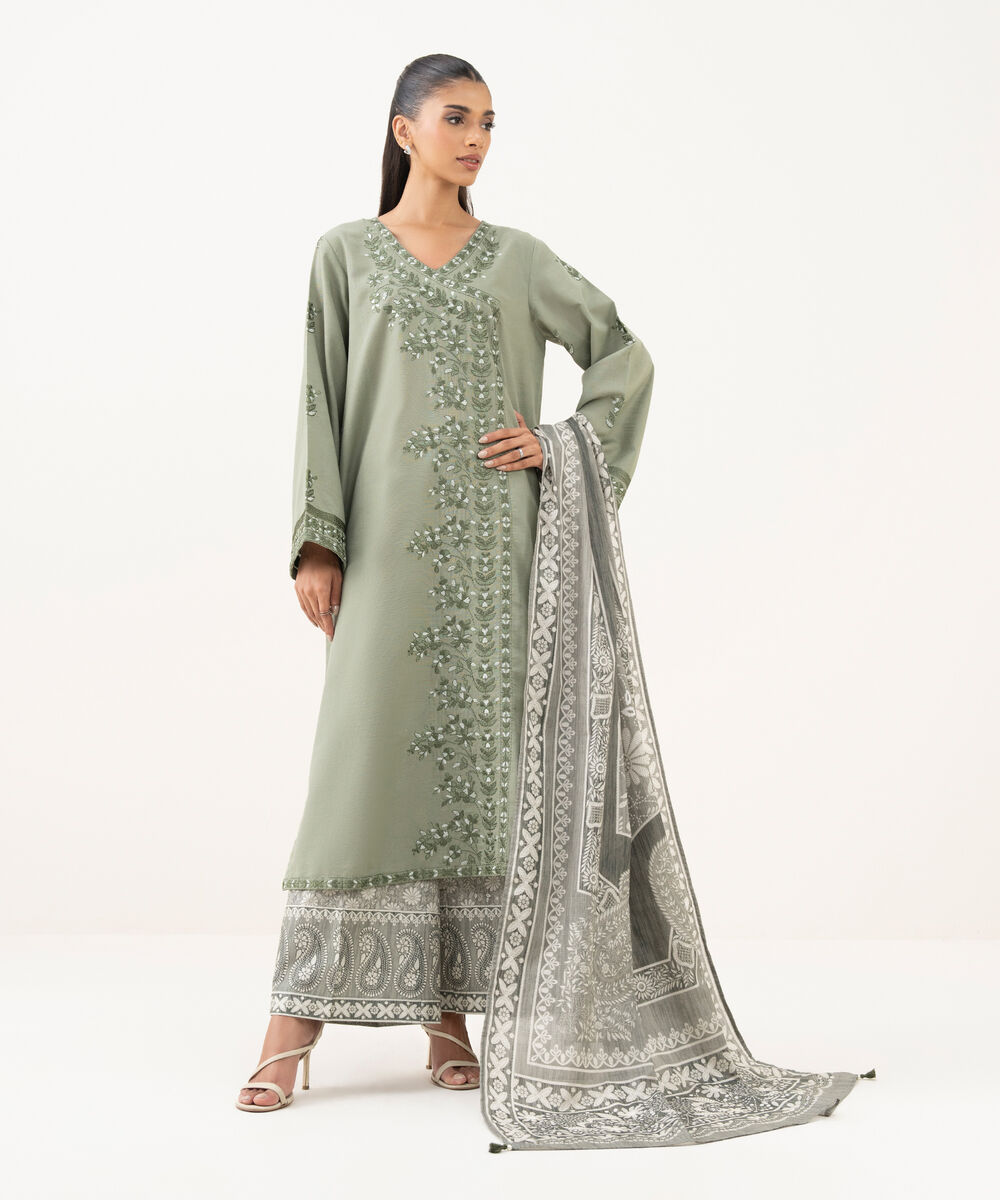 Textured Voile Printed Grey Dupatta