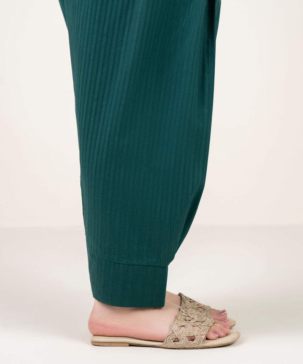 Women's RTW Dobby Solid Green Shalwar