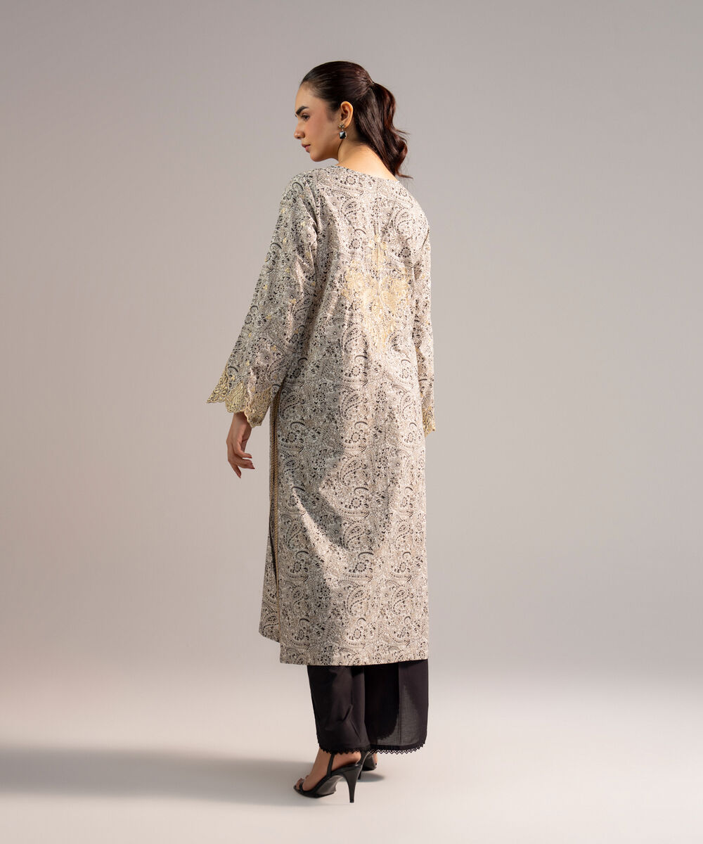 Women's RTW Zari Lawn Embroidered White Straight Shirt