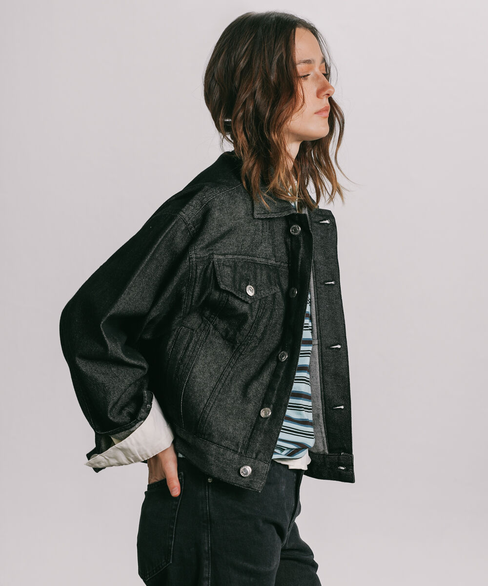 Women's Western Wear Black Denim Trucker Jacket