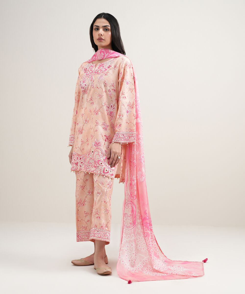 Blended Silk Printed Pink Dupatta