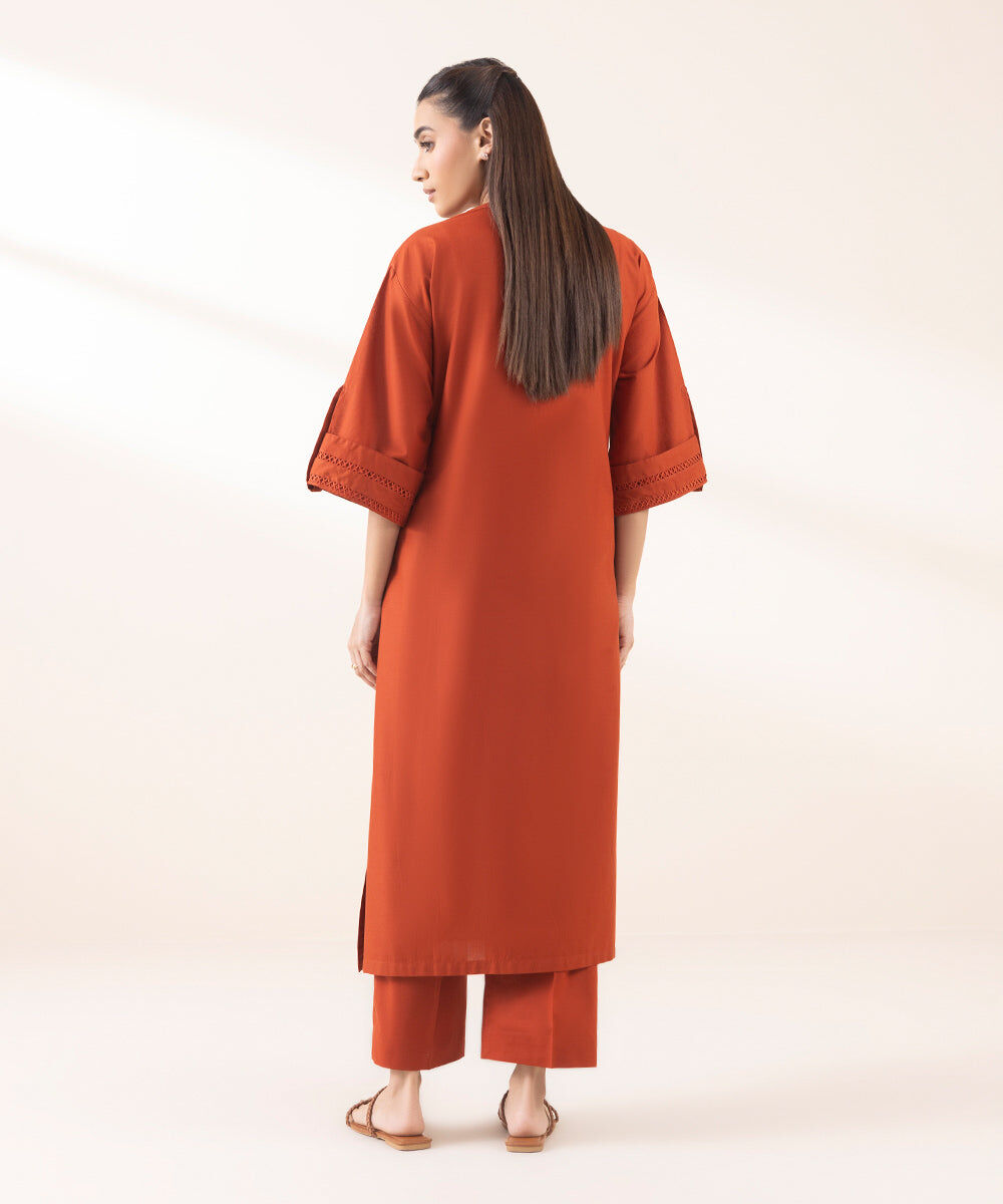 Woman - Orange Solid Cambric Shirt