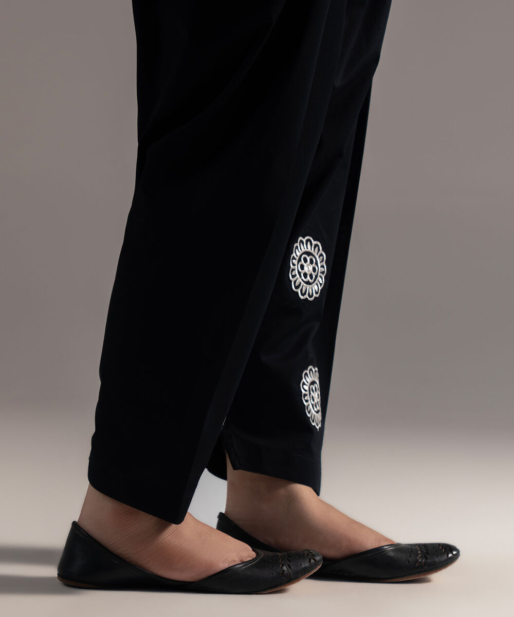 Women's RTW Cambric Solid Black Skinny Shalwar