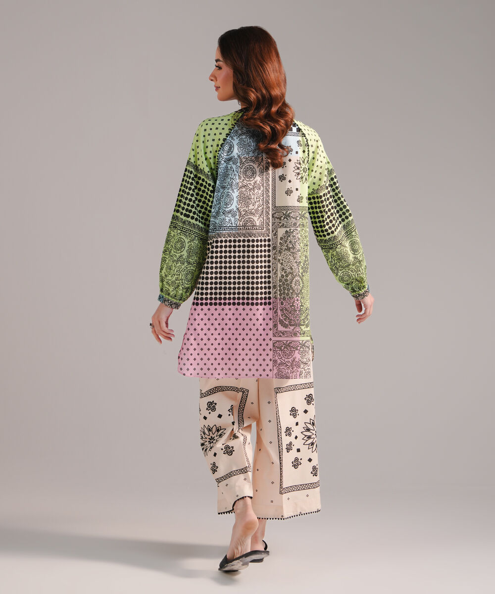 Women's RTW Lawn Printed Beige Straight Shirt