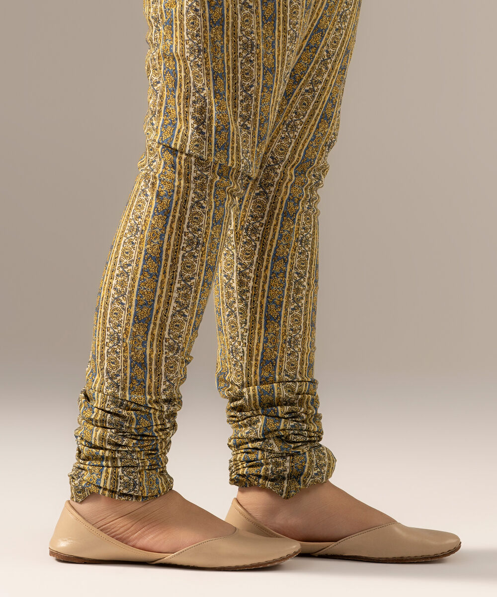 Women's RTW Crosshatch Printed Beige Churidar