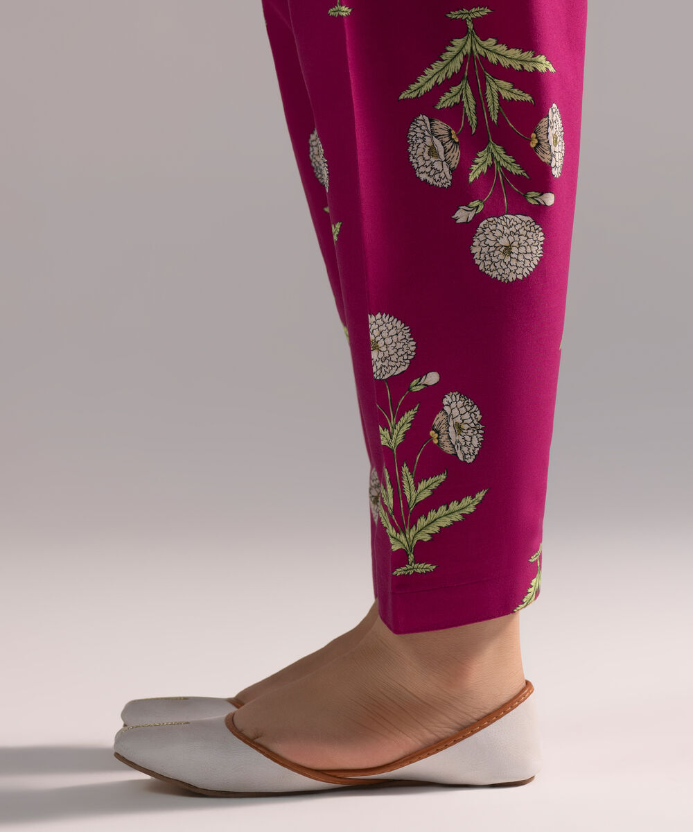 Women's RTW Cambric Printed Plum Skinny Shalwar