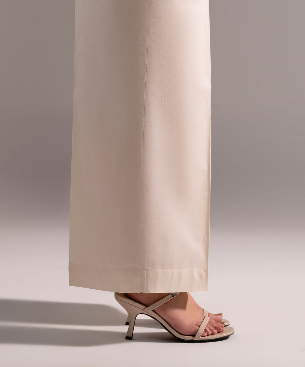 Women's RTW Cambric Solid Off White Culottes