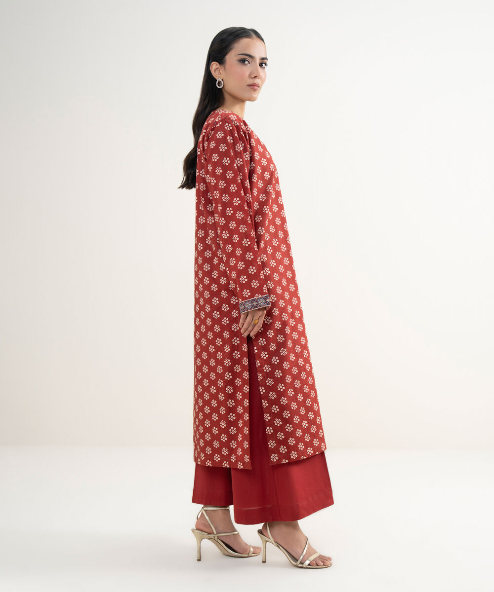 Women's RTW Lawn Solid Maroon Flared Pants