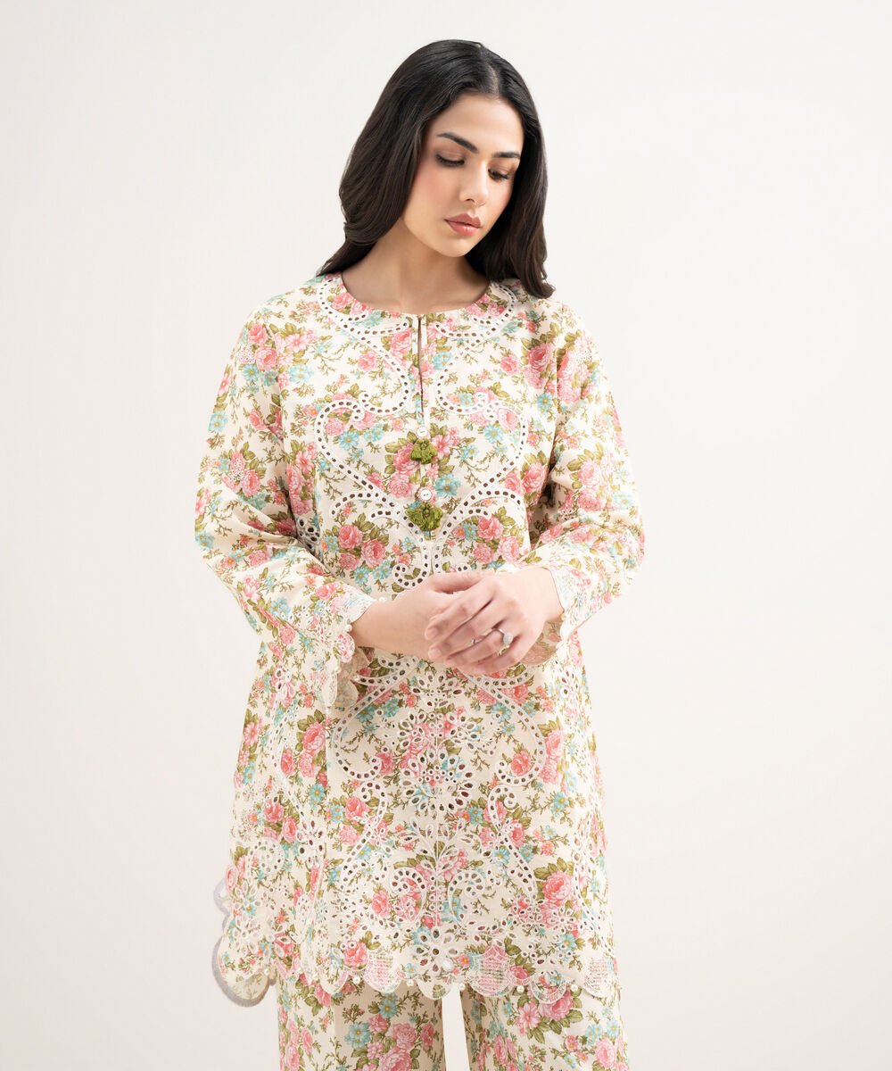 Women's RTW Zari Cotton Embroidered Multi Straight Shirt