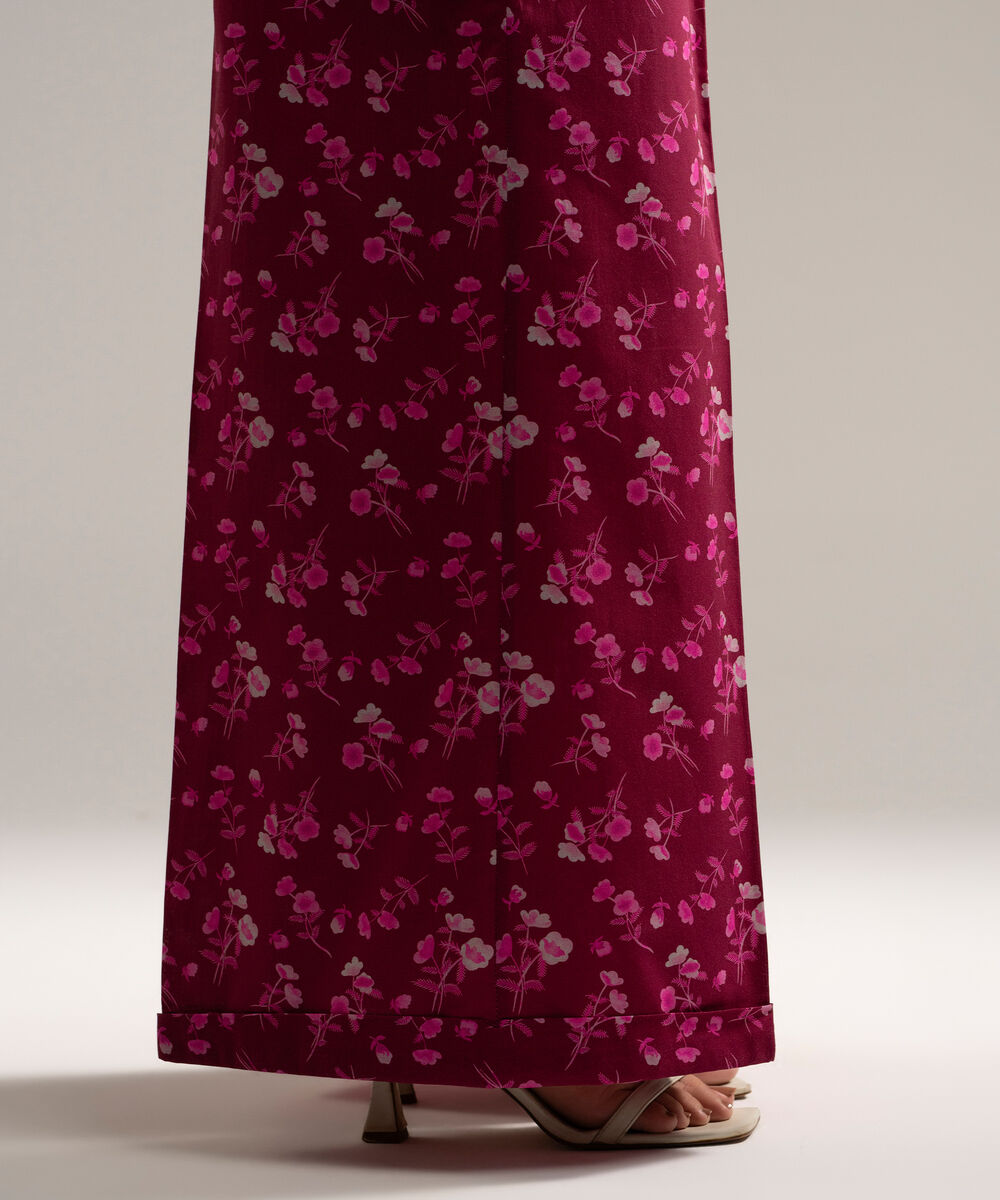 Women's RTW Cambric Printed Plum Flared Pants