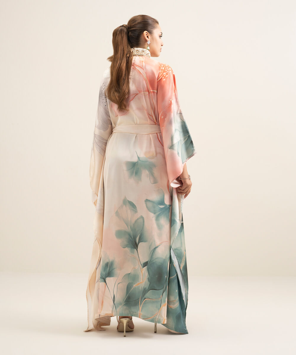 Women's RTW Blended Satin Printed Multi Kaftan