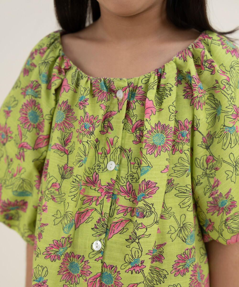 Girl's Khaddar Printed White Frock