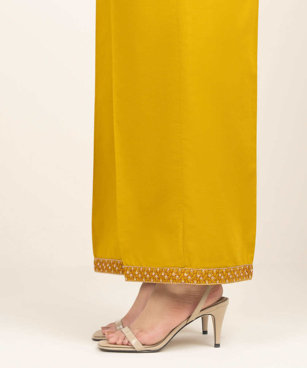 Women's RTW Lawn Embroidered Mustard Culottes