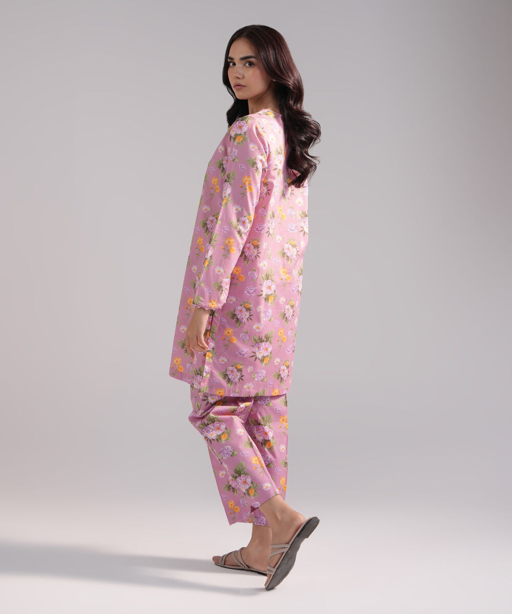 Women's RTW Lawn Printed Pink 2 Piece Suit