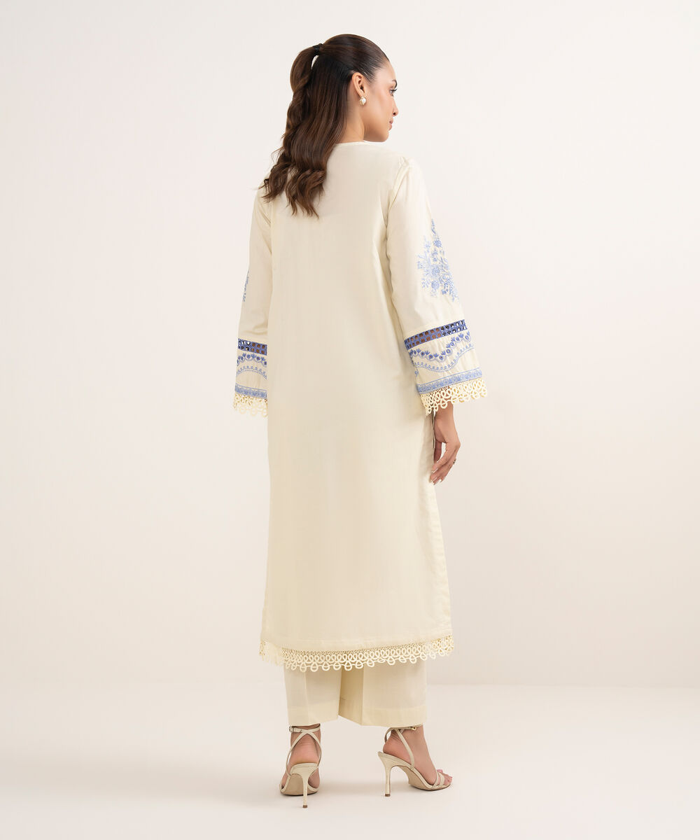 Women's RTW Cambric Off White Dyed Aline Shirt