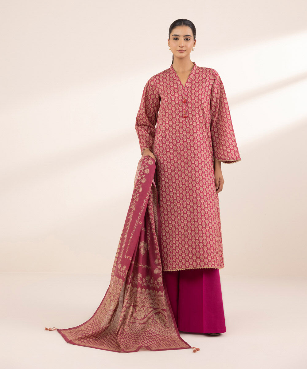 Women's RTW Cross Hatch Pink Printed A-Line Shirt