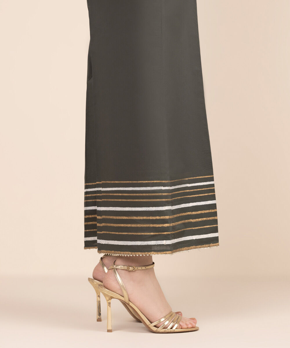 Women's RTW Cambric Grey Solid Flared Pants