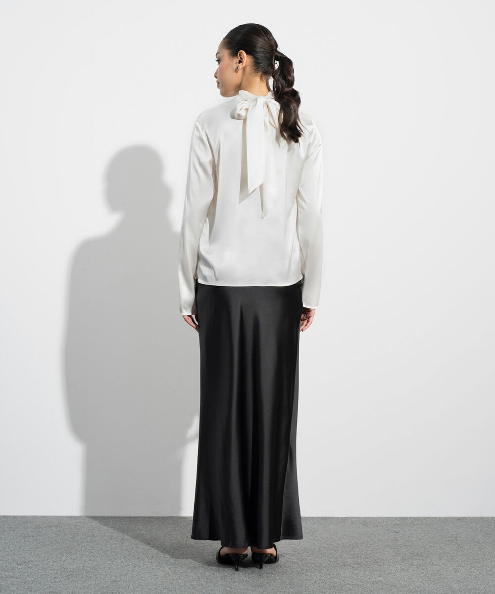 Women's Western Black Satin Skirt