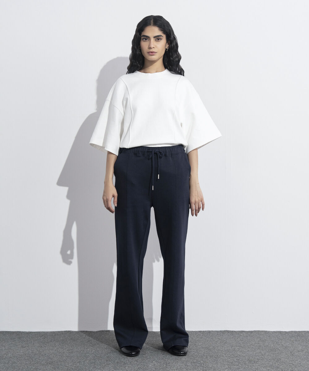 Women's Western Wear Blue Interlock Pull-On Trousers