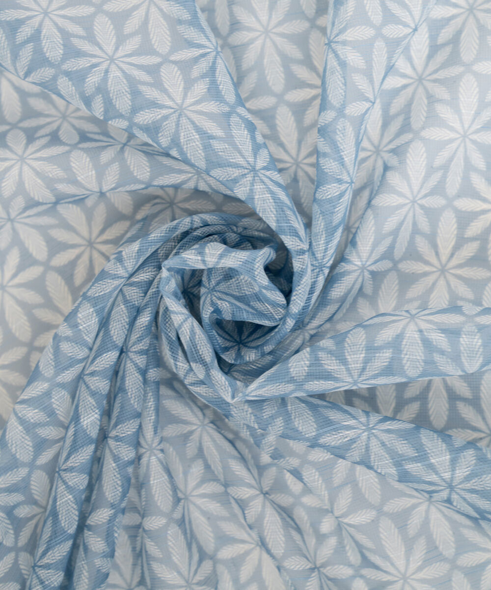 Blended Raw Net Blue Printed Dupatta