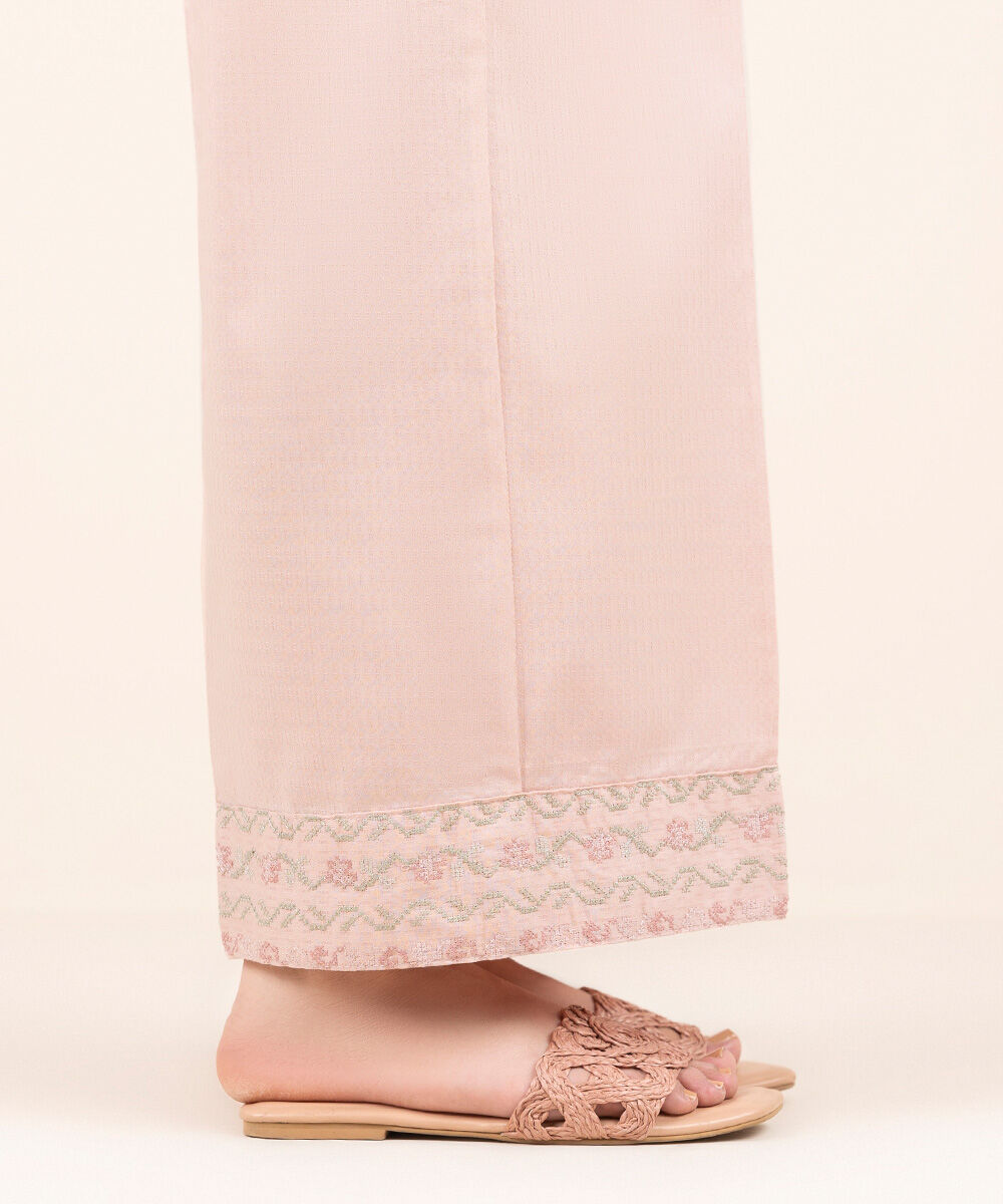 Women's Pret Dobby Pink Embroidered Culottes